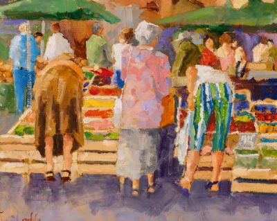FRENCH MARKET, DOWN UP DOWN by Graham Elliott  at Dolan's Art Auction House