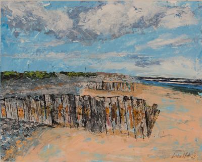 BREAKERS ON THE BEACH, STRAND ROAD, DUNDALK by David Paton  at Dolan's Art Auction House