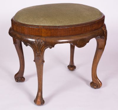 Queen Anne-style Stool, circa 1930 at Dolan's Art Auction House