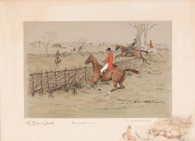 THE STAKE AND BOUND, 'Send 'em at it . . and get well into the next field' (1913) by Snaffles, Charlie Johnson Payne  at Dolan's Art Auction House