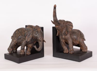 Pair of Elephant Bookends at Dolan's Art Auction House