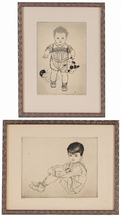 MY PUPPY DOG & STUDY OF A YOUNG BOY by Vernon Thomas Kirkbride  at Dolan's Art Auction House