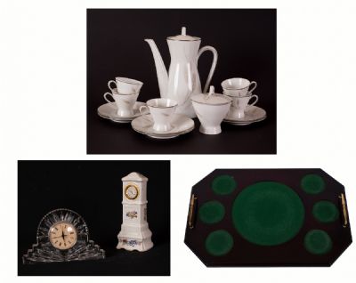 Rosenthal China, Mantel Clocks & Vintage Tray at Dolan's Art Auction House