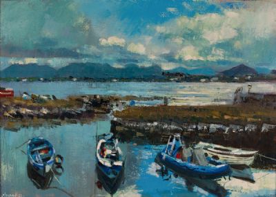 THE OLD HARBOUR, ROUNDSTONE by Henry Morgan  at Dolan's Art Auction House