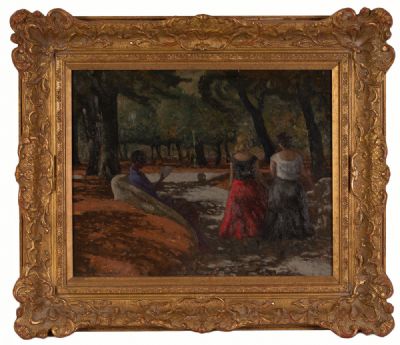 WALKING IN THE PARK by Patrick Leonard HRHA at Dolan's Art Auction House