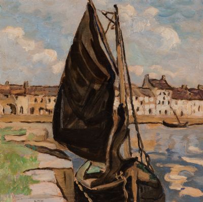 GALWAY HOOKER ON THE CLADDAGH QUAY by Letitia Marion Hamilton RHA at Dolan's Art Auction House