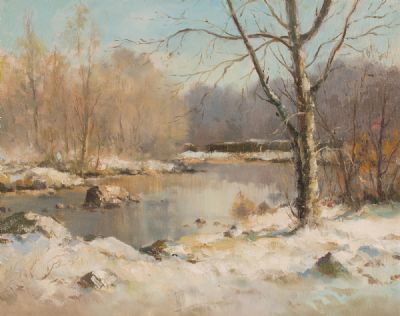 WINTER LAKE by Maurice C Wilks RUA ARHA at Dolan's Art Auction House