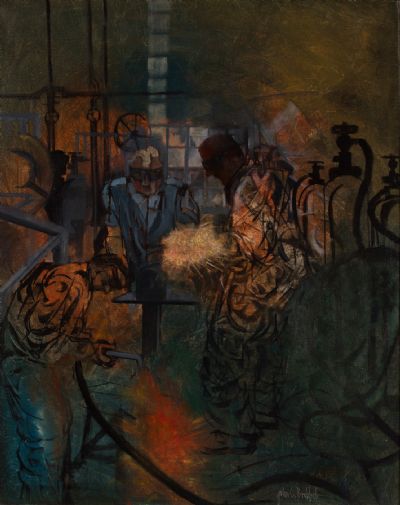 THE WELDERS by John C Brobbel RBA at Dolan's Art Auction House
