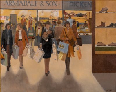 SHOPPERS by John C. Brobbel RBA at Dolan's Art Auction House