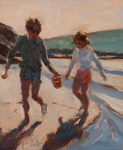 FUN ON THE BEACH by Roger Dellar ROI at Dolan's Art Auction House