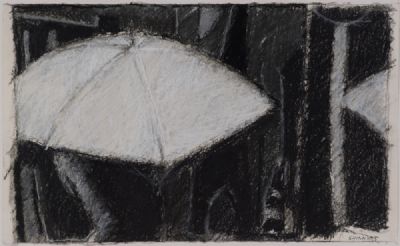 GIRL WITH UMBRELLA, REFLECTED by John Shinnors  at Dolan's Art Auction House