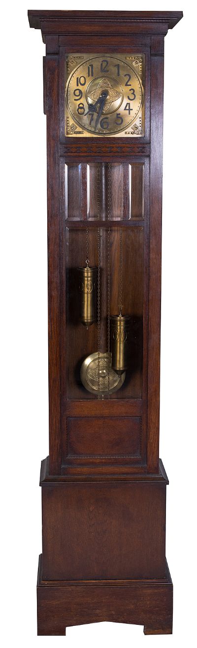 Oak Cased Grandfather Clock at Dolan's Art Auction House