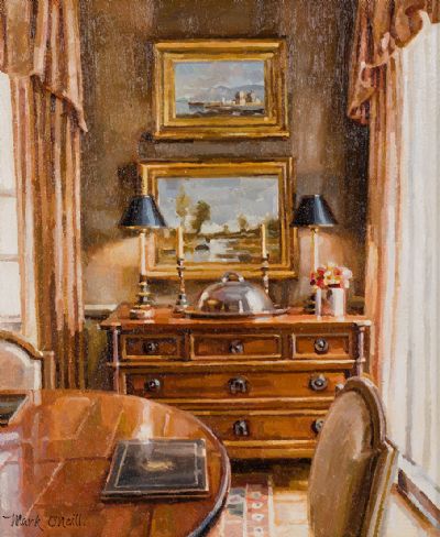 INTERIOR WITH SILVER SALVER by Mark O'Neill  at Dolan's Art Auction House