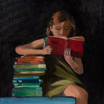 THE BOOKWORM by Susan Cronin  at Dolan's Art Auction House