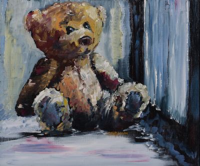 BABY TEDDY, WAITING BY THE WINDOW by Susan Cronin  at Dolan's Art Auction House