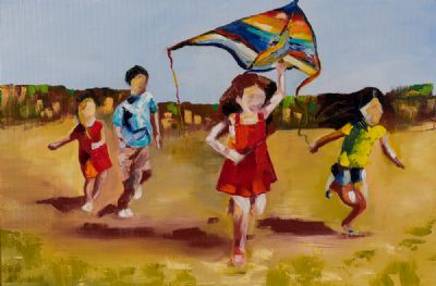 LET'S GO FLY A KITE by Susan Cronin  at Dolan's Art Auction House