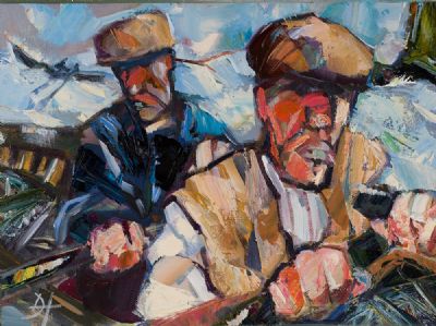 LOBSTER MEN, HOLD FAST by Douglas Hutton  at Dolan's Art Auction House