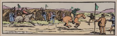 THE FARMERS RACE, THE FINISH by Jack B Yeats RHA at Dolan's Art Auction House