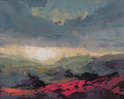 SUNBURST ON PINK by Michael Morris  at Dolan's Art Auction House