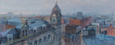 ROOFTOPS, ABOVE SOUTH KING ST. AND MERCERS HOSPITAL, DUBLIN by Henry McGrane  at Dolan's Art Auction House