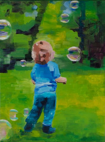 BLOWING BUBBLES by Susan Cronin  at Dolan's Art Auction House