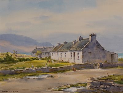 COTTAGES AT KEEL by Robert Egginton  at Dolan's Art Auction House