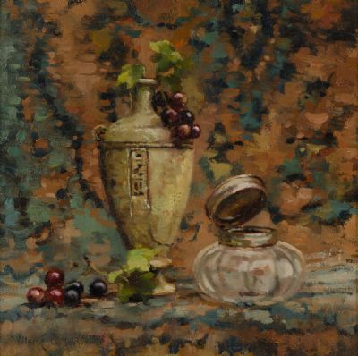 RED GRAPES & MEDITERRANEAN URN by Mark O'Neill  at Dolan's Art Auction House
