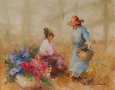 FLOWER CHAT by Elizabeth Brophy  at Dolan's Art Auction House