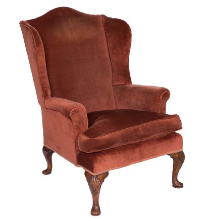 Walnut Wing-Back Chair at Dolan's Art Auction House
