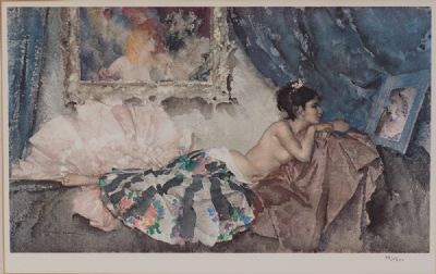 MODEL ADMIRING A DRAWING by Sir William Russell Flint RA at Dolan's Art Auction House