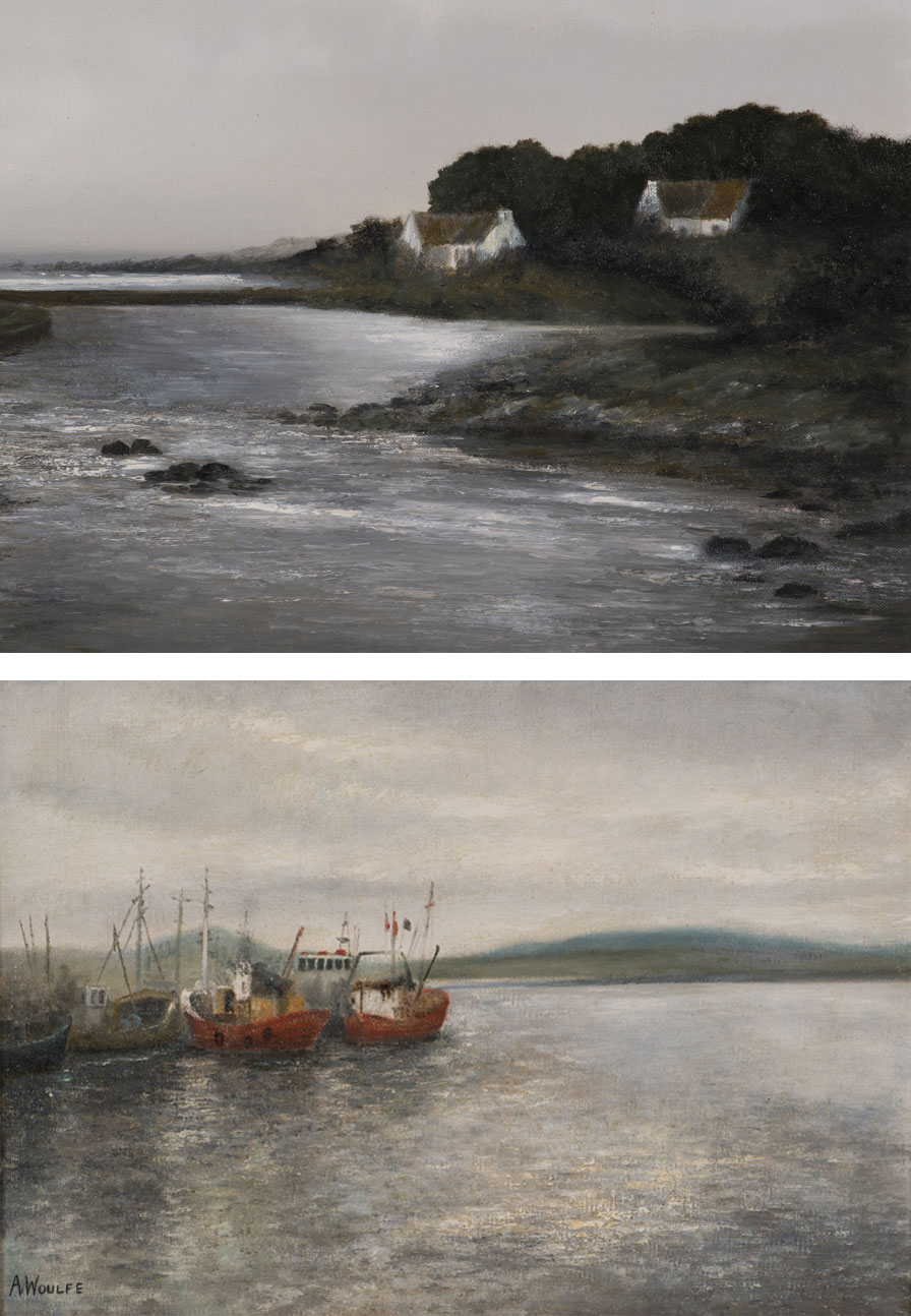 COASTAL LANDSCAPES by Angela Woulfe  at Dolan's Art Auction House