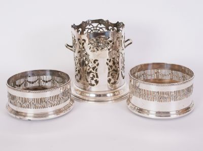 Silver Plated Wine Coasters at Dolan's Art Auction House