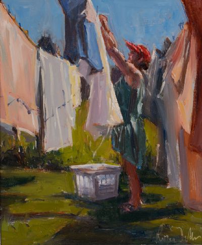 WASH DAY by Roger Dellar ROI at Dolan's Art Auction House