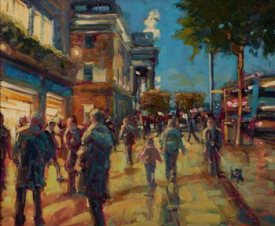 NIGHTLIGHTS ON O'CONNELL STREET by Norman Teeling  at Dolan's Art Auction House