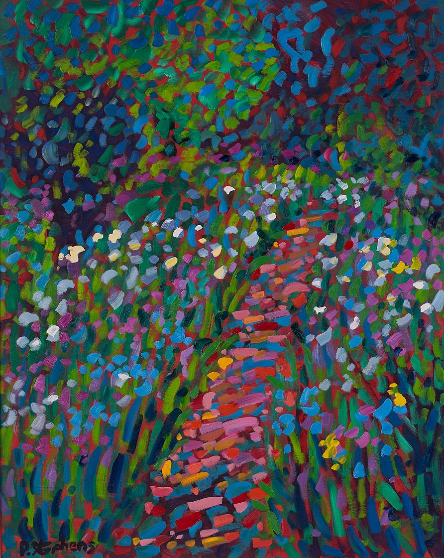 Lot 140 - FLOWERS ON THE GARDEN PATH by Paul Stephens, b.1957