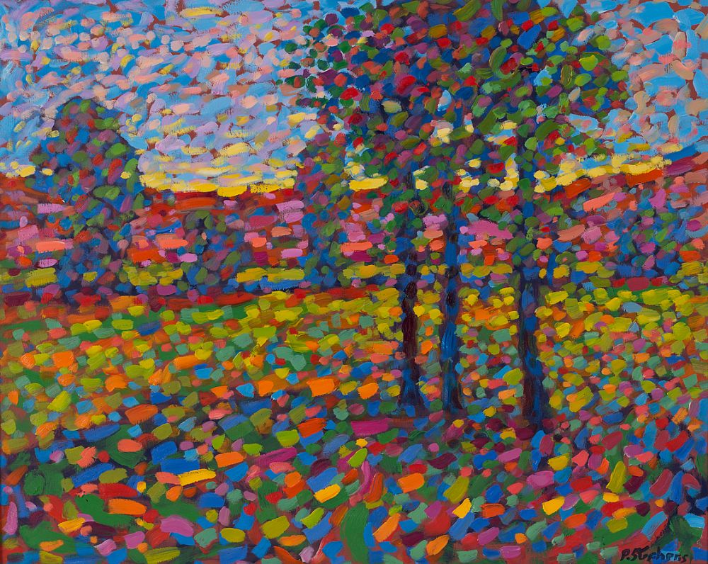 Lot 142 - TREES IN A SUMMER LANDSCAPE by Paul Stephens, b.1957