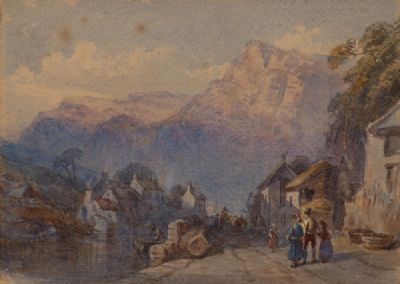 MOUNTAIN VILLAGE by Attributed to William Collingwood RWS at Dolan's Art Auction House