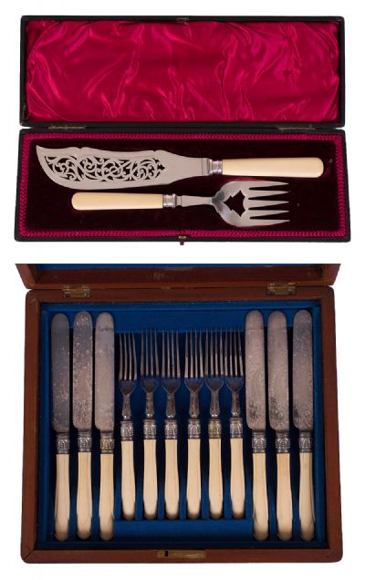 Plated Fish Servers & Cased Cutlery at Dolan's Art Auction House