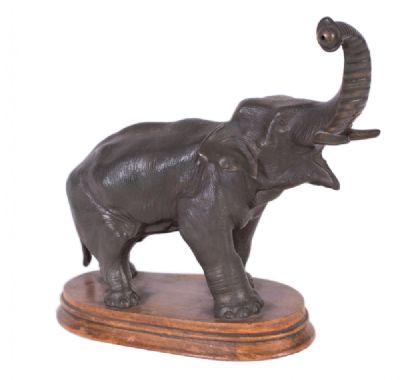Metal Elephant on Plinth at Dolan's Art Auction House