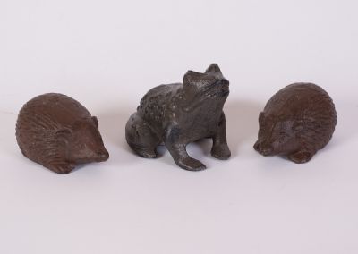 Cast Iron Frog & Hedgehogs at Dolan's Art Auction House