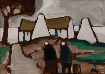 SHAWLIES & COTTAGES by Markey Robinson  at Dolan's Art Auction House