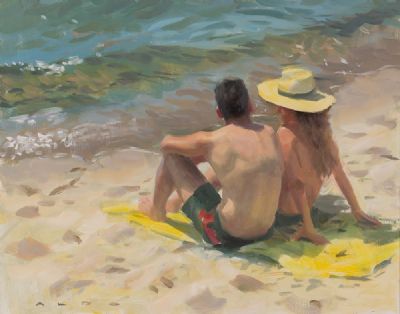 THE YELLOW BEACH TOWEL by Aldo Balding  at Dolan's Art Auction House