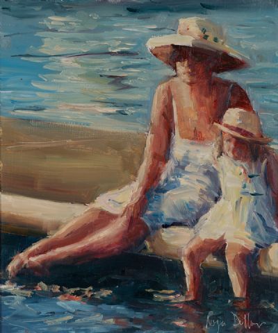 DIPPING THEIR TOES by Roger Dellar ROI at Dolan's Art Auction House