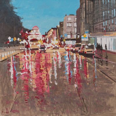 BLAZING COLOURS ON STEPHENS GREEN by John Morris  at Dolan's Art Auction House