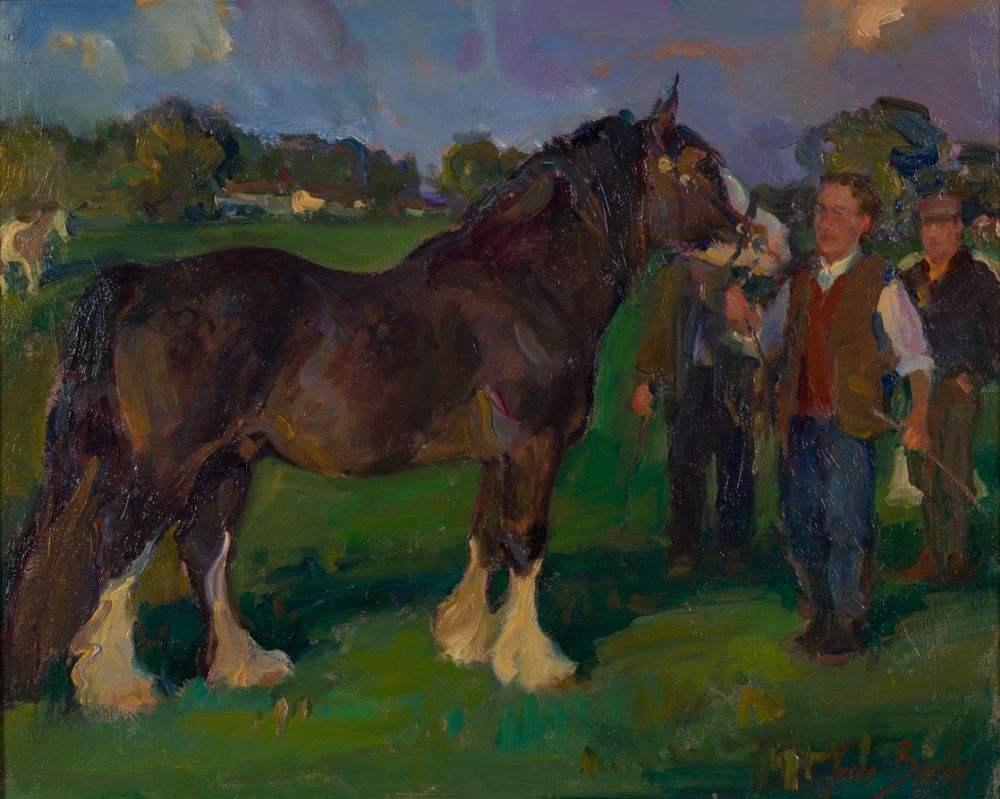 Lot 6 - SHOWING THE STALLION by June Brilly, b.1956
