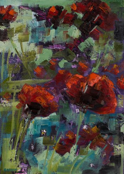 POPPIES IN THE WILD by Susan Cronin  at Dolan's Art Auction House