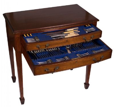 Mahogany Bow-Fronted Table Canteen of Cutlery at Dolan's Art Auction House