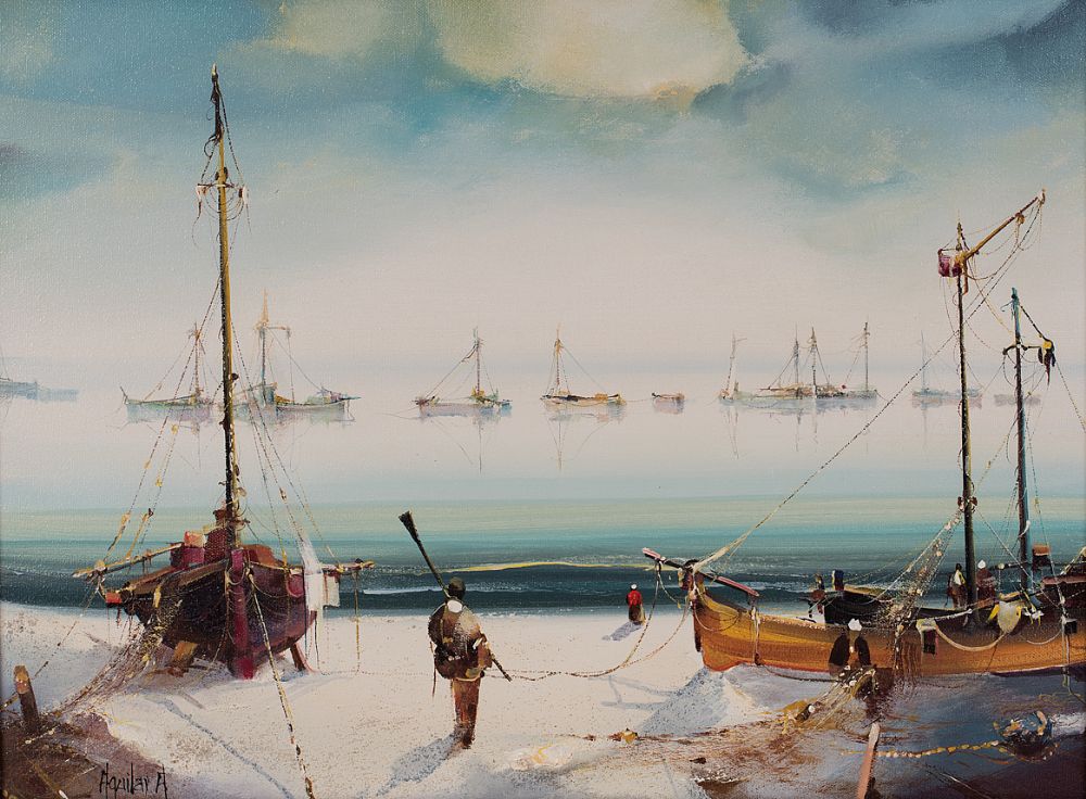 Lot 11 - START OF THE DAY ON THE WATER by Jorge Aguilar Agon, b.1936