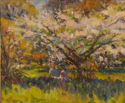 CHILDREN IN THE ORCHARD by Norman Teeling  at Dolan's Art Auction House