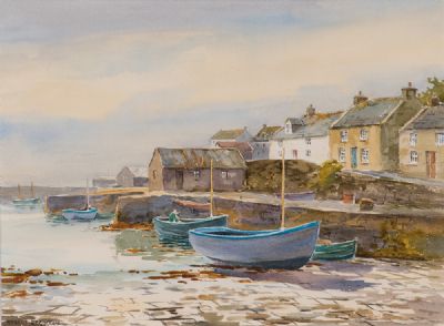 NEWLYN, A CORNISH HARBOUR by Robert Egginton  at Dolan's Art Auction House